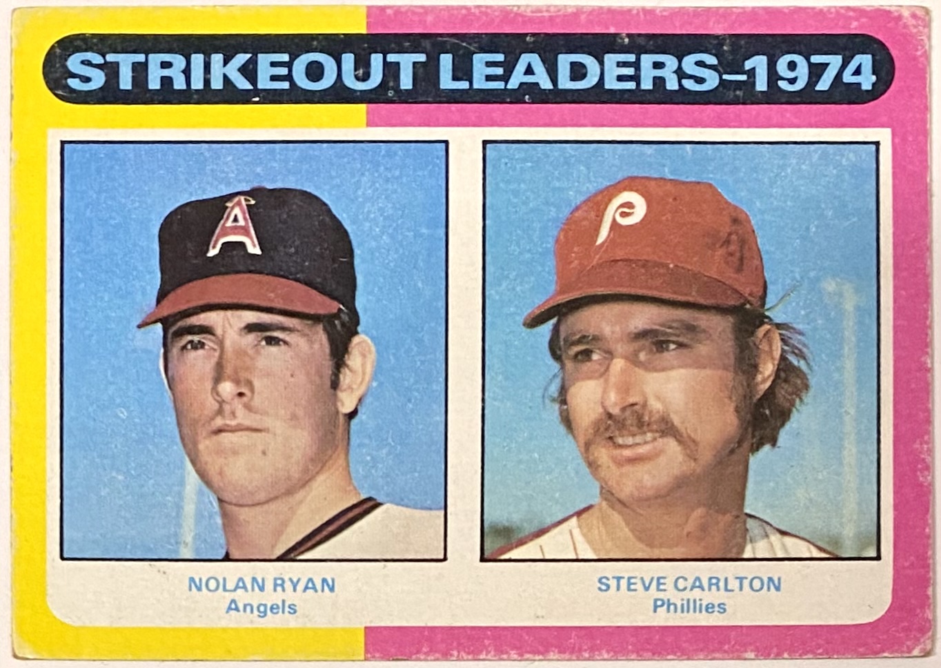 Nolan Ryan & Steve Carlton 1975 Topps Baseball Strikeout Leaders